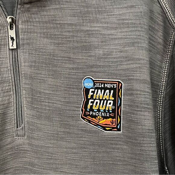 Tommy Bahama Tobago Bay Pullover Half Zip Final Four Logo NCAA Grey New Sz S - Picture 3 of 8